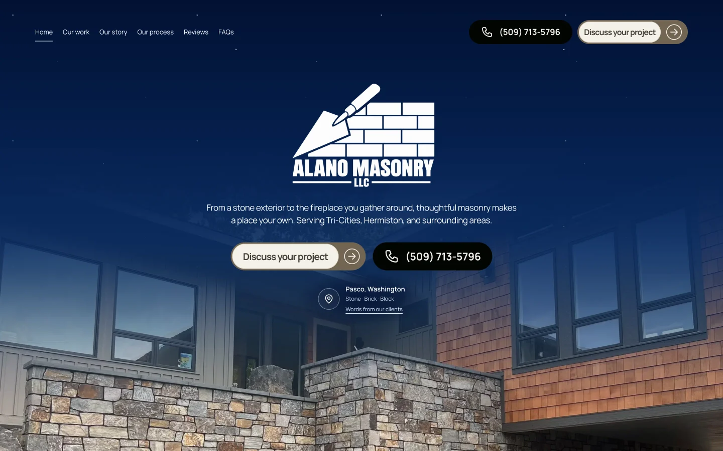 Alano Masonry homepage preview