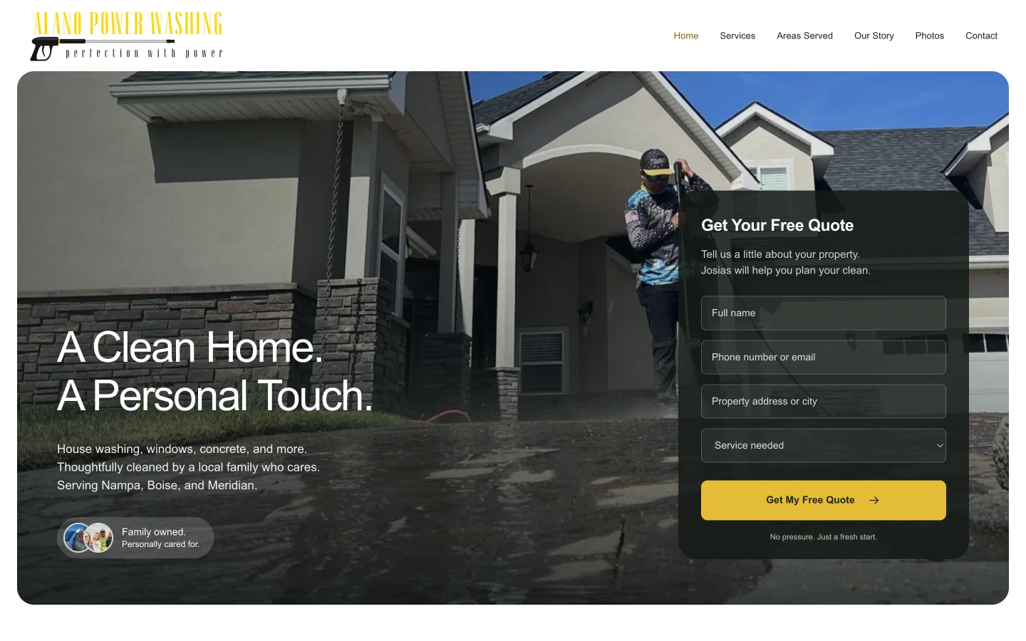 Alano Power Washing homepage preview